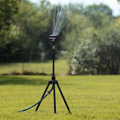 Melnor 65178AMZ MiniMax Turbo Oscillating Sprinkler on Tripod, 4000 sq. ft., 4-Way Adjustable, Quick Connect Bundle, Black, Yellow - style: QuickConnect Set