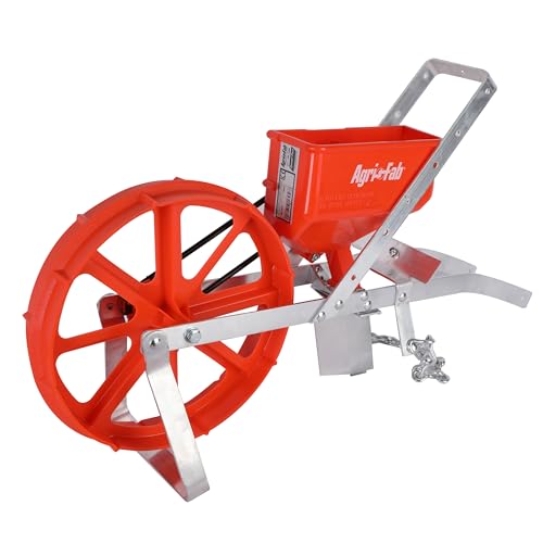 Agri-Fab Push Garden Seeder Planter with 7 Interchangeable Seed Plates, 3 lb Capacity Hopper and Adjustable Row Marker, Orange