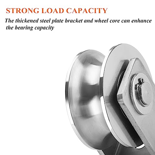 Stainless Steel U Groove Wheel Heavy Duty Caster Rigid Track Wheel Pulley Sliding Gate Rollers with Bracket for Sliding Gate, Rolling Gate, Inverted Track, Industrial Machines - size: 2pc 2inU
