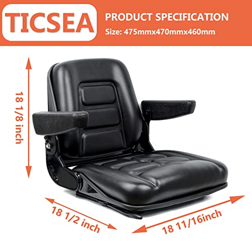 Universal Forklift Seat, Tractor Seat with Micro Switch,Armrest for Tractor,Excavator Skid Loader Backhoe Dozer Telehandler ZTR's
