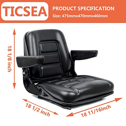 Universal Forklift Seat, Tractor Seat with Micro Switch,Armrest for Tractor,Excavator Skid Loader Backhoe Dozer Telehandler ZTR's