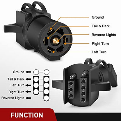 Nilight 7 Pin Round to 4-Way 5-Pin Flat Blade Light Adapter - color: 7Pin to 4&5Pin Trailer Adapter