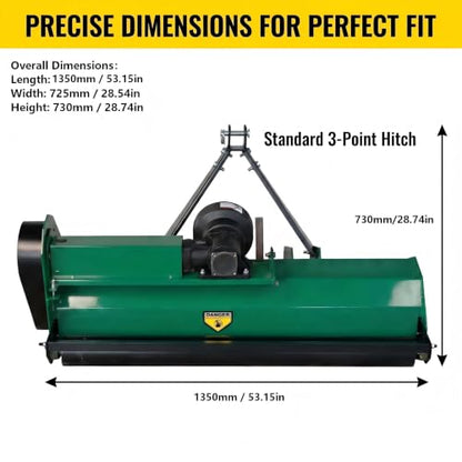 Chery Industrial 49" PTO Powered 3‑Point Flail Mower 20‑30HP Cat 1 Tractor - size: 49''