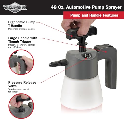 Vaper 19495 48oz Automotive Pump Sprayer, Pressurized Sprayer with Durable, High-Density Polyethylene Construction, Adjustable Nozzle for Multiple Spray Patterns