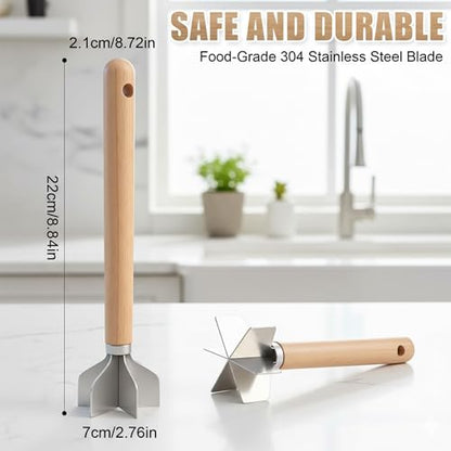 Stainless Steel Potato Masher with Wood Handle - size: 8 x 2.7 inches