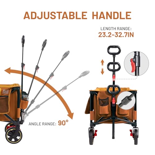 Timber Ridge 51.2'' Extended Collapsible Wagon Cart with Brakes - color: Orange, size: 400L