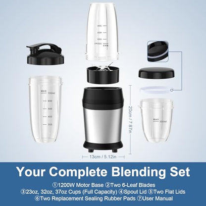 Colarlemo 1200W Smoothie Blender, Personal Kitchen Blender, Ice Crushing - color: Silver