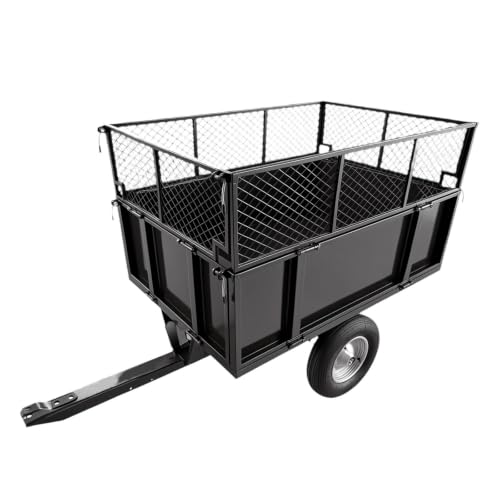 Heavy Duty 1500 lbs Steel Utility Trailer, Dump Quick Pull-Behind Yard Cart