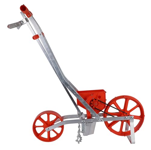 Agri-Fab Push Garden Seeder Planter with 7 Interchangeable Seed Plates, 3 lb Capacity Hopper and Adjustable Row Marker, Orange
