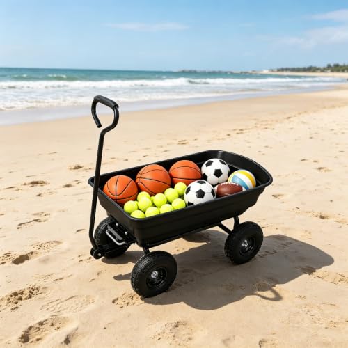 Heavy Duty Garden Cart with 90° Rotating Handle, 551lbs Capacity (Black) - color: Black