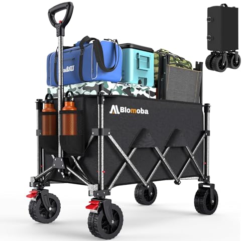 Blomoba Foldable Wagon, 220Lbs Capacity Utility Cart with Wide Wheels - color: Black, size: 150L