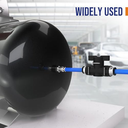3/8 Push To Connect Valve,Shut Off Air Flow Control Fittings - color: Black BUC, size: 3/8"OD