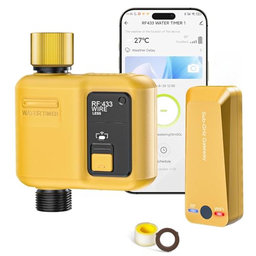 WiFi Water Timer 1 Zone for Garden Hose | Smart Hose Sprinkler Timer with 984ft RF Range, APP/Voice Control, Rain Delay, Automatic/Manual Irrigation - size: 1 Pc