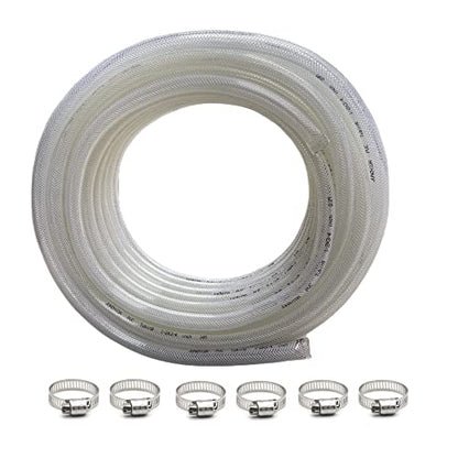 3/4" ID x 1" OD - 98 Ft High Pressure Braided Clear PVC Vinyl Tubing Flexible Vinyl Tube, Heavy Duty Reinforced Hose Tubing, BPA Free and Non Toxic - size: 3/4" ID x 1" OD, style: 98 Ft