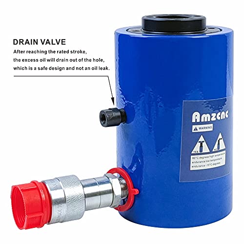 AMZCNC 20 Ton Hollow Hydraulic Ram Cylinder, 6 Inch, Single Acting - size: 20T 6Inch