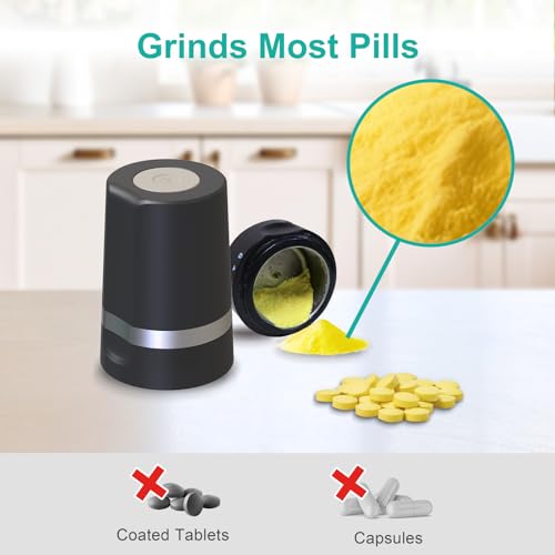 Fullicon Electric Pill Crusher, One Touch Grinding, Fine Powder, Star Grey - color: Star Grey