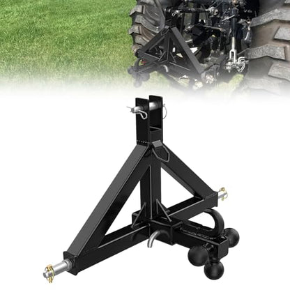 Garvee 3 Point Hitch Receiver with 2 in Receiver, 3 Ball & Hook - color: Black-1, size: 33"x 17.5"