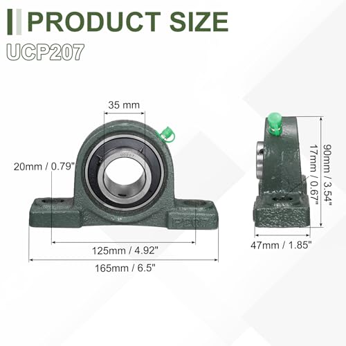 uxcell UCP207 Pillow Block Bearings, 35 mm Bore Self Alignment, (ABEC3) - size: UCP207 (Bore 35mm)