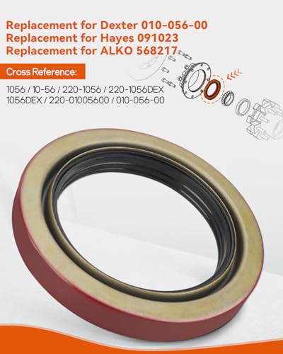Oil Seal 010-056-00 Fit for Dexter 10K 12K 15K trailer axles, for AL-KO 10K-16K axles, ID 3.125" x OD 4.50" Trailer Axle Bearing Seal 1PCS - size: 1PCS