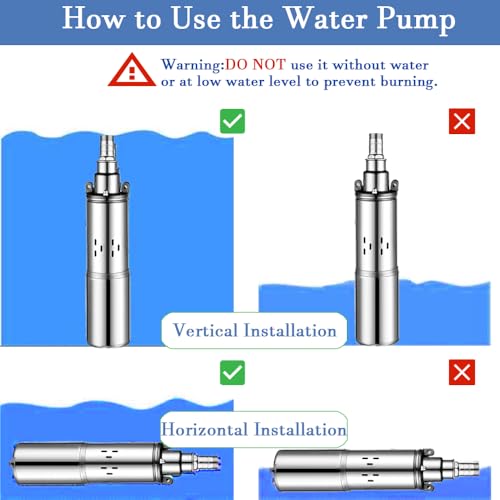 24V DC Solar Deep Well Pump,260W Submersible Water Pump,131FT Lift