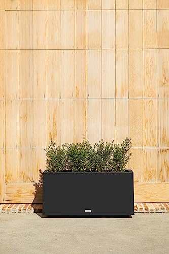 Veradek Block Series Long Box Planter - Rectangular Outdoor Planter - color: Black, size: Medium