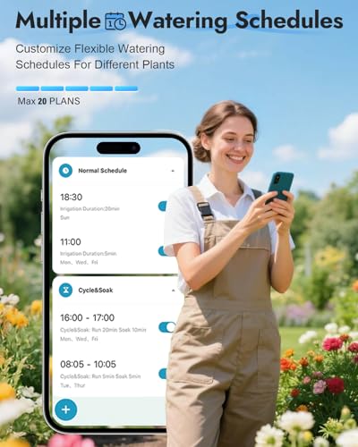 WiFi Water Timer Brass Inlet, 1-Zone Smart Hose Faucet Timer App & Voice Control via 2.4GHz WiFi, Sprinkler Timers w/Auto/Manual/Rain Delay Modes for Garden/Lawn, Works with Alexa & Google Assistant - size: 1 Zone-Metal-WiFi