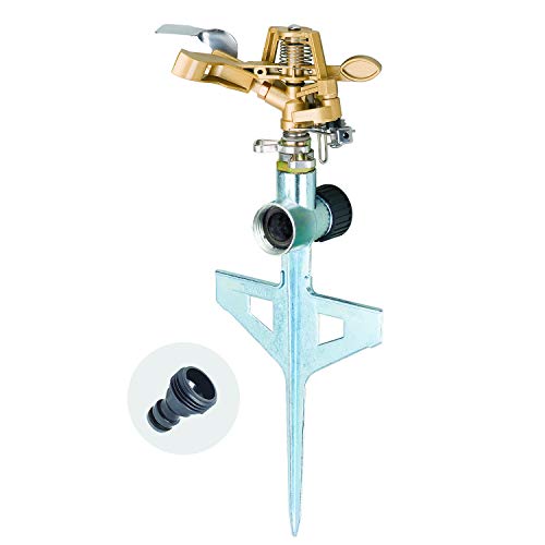 Melnor 65053-AMZ XT Pulsating Sprinkler QuickConnect Product Adapter, Amazon Bundle - style: Metal Step Spike, Metal Head