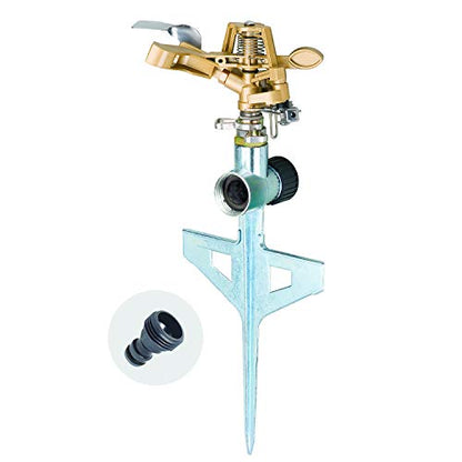 Melnor 65053-AMZ XT Pulsating Sprinkler QuickConnect Product Adapter, Amazon Bundle - style: Metal Step Spike, Metal Head