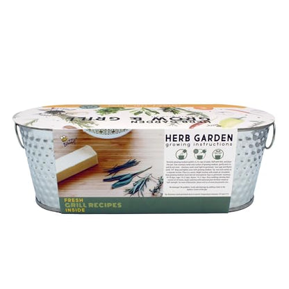 Buzzy Seeds Grow & Grill Herb Kit, Metal Windowsill Planter, Rosemary Sage - color: Silver