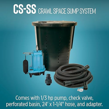 Little Giant CS-SS, 115V, 1/3 HP Automatic Crawl Space Sump/Basin Kit