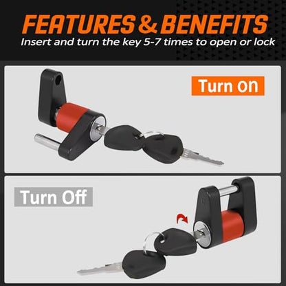 METOWARE Keyed Alike Trailer Coupler Lock 1/4" Dia 3/4" Span (2 Pack) - size: 2pack