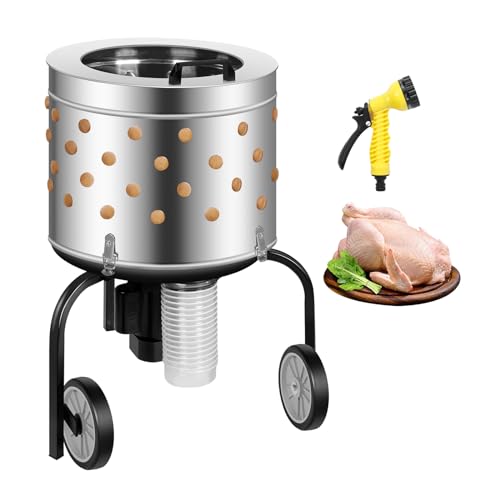 450W Chicken Plucker Machine, 20 "Diameter Stainless Steel Drum, Portable Poultry Plucker with 108 Soft Fingers, Skin-Friendly Design for All Kinds of Poultry