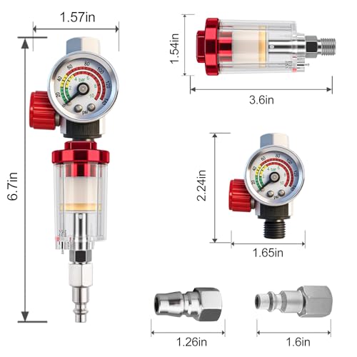 Paint Gun Regulator With Gauge,Air Pressure Filter Separator G1/4NPT