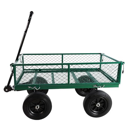 Wagon Removable Side, can be Used for Farm, Warehouse, etc. Garden car, Solid Wheels (Green Solid Wheels) - color: Green Solid Wheels