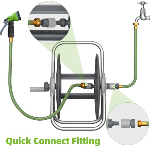 Water Hose Reel,Holds 60-80 Ft of 5/8" Hose - color: Grey