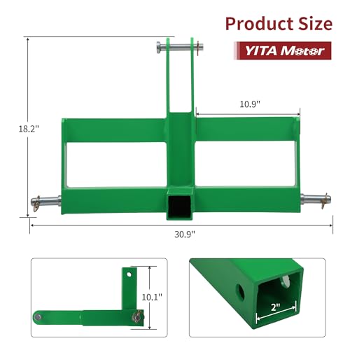 YITAMOTOR 3 Point Trailer Quick Hitch with 2" Receiver for CAT 1 Tractor - color: Green