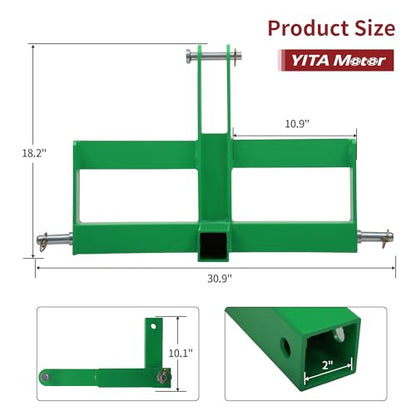 YITAMOTOR 3 Point Trailer Quick Hitch with 2" Receiver for CAT 1 Tractor - color: Green