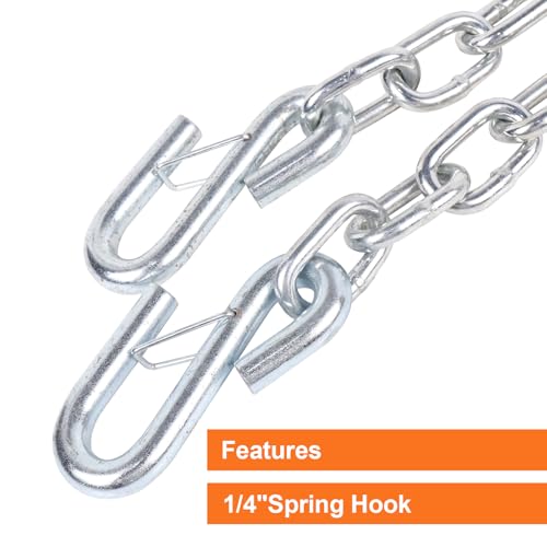 Trailer Safety Chain 1/4" x 48" Grade 30 Steel, 5000 lbs, 2PCS - size: 1/4" x 48"