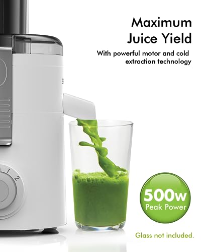 SIFENE 350W Compact Centrifugal Juicer Machine, 2.5" Chute, 3-Speed, White - color: White