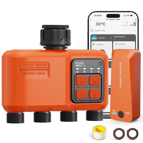 Smart WiFi Sprinkler Timer 4 Zone, Irrigation Controller for Garden Hose - style: 4 Outlet
