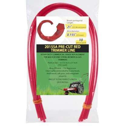 LikeLion 20155A Pre-Cut Red Trimmer Line, 0.155-Inch x 21-Inch, 10 Count