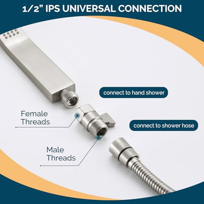 Angle Simple Shower Valve Brushed Nickel, Flow Adjuster Restrictor Shut Off - color: Brushed Nickel