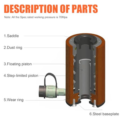 HZLZRZ 30T Hydraulic Cylinder Jack Hollow Single Acting Hydraulic Ram Cylinder, Hydraulic Lifting Cylinders 4"(101mm) and Porta Power Kit (RCH-304) - style: RCH-304