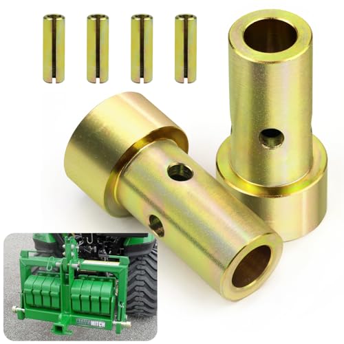 Quick Hitch Adapter Bushings Set Fit for Cat 1 3-Point Tractor Implements 1 Pair Bushing Kit with Roll Pins, Gold - size: 2PCS Set