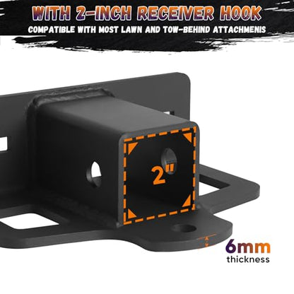 Zero Turn Lawn Mower Hitch with 2" Receiver,Heavy Duty 6mm Thick Hitch - size: Tow Hitch with 2" Receiver