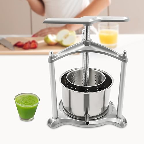 Fruit Wine Press, 0.8 Gal Manual Press Machine with Dual Stainless Steel Barrels, Ergonomic Design for Cider, Tincture, Cheese, Vegetables (3L) - size: 3L