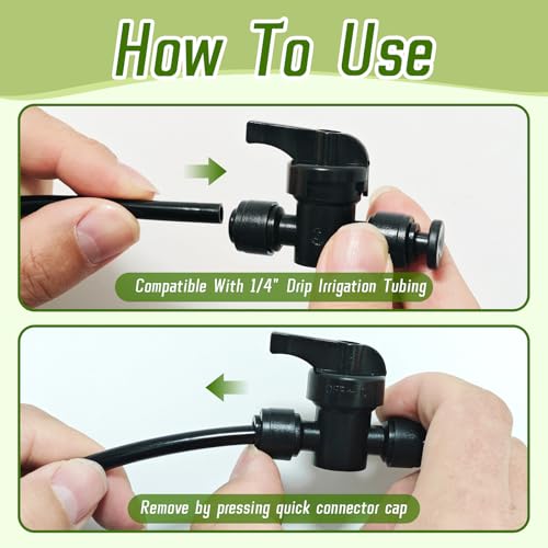 6 Pack Quick Connect 1/4" Drip Irrigation Shut Off Valve Fittings - size: 6PCS 1/4" Shut Off Valve