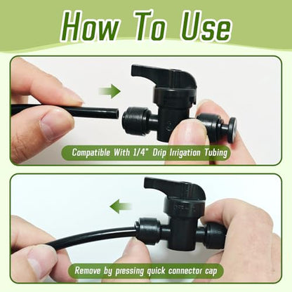 6 Pack Quick Connect 1/4" Drip Irrigation Shut Off Valve Fittings - size: 6PCS 1/4" Shut Off Valve