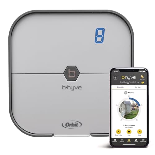 Orbit B-hyve Indoor Smart Sprinkler Controller - 8-Zone - WiFi Irrigation Controller - App Controlled Irrigation with Weather Adjustment - Easy Installation Smart Home Ready Device - 57925 - size: 8-Zone