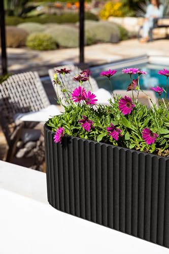 Veradek Demi Series Window Box Planter - Round Outdoor Planter - color: Black, size: 36 inch - 2 Pack
